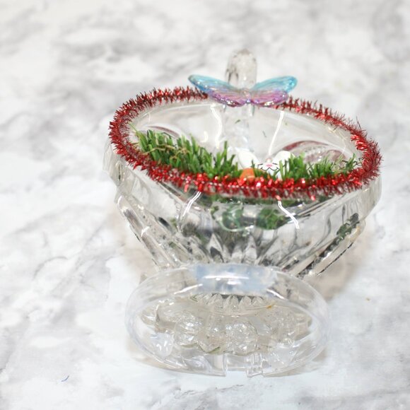 HAND CRAFTED Bunny Mushroom Spring Decor Ornament Upcycled Cup Grass Easter - Picture 5 of 12